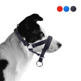 ILEPARK Dog Head Collar with Soft Fabric, Headcollar for Dogs, Anti pulling Head Halter Collar, Adjustable and Easily Control (L,Black)