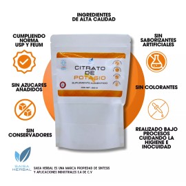 Saisa Herbal Citrato De Potasio En Polvo Bolsa Con 500 G. Sabor Natural