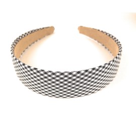 Fashion Accessories Now Black White headband gingham fabric covered hair band headband gingham plaid check 1 3/16 inches wide