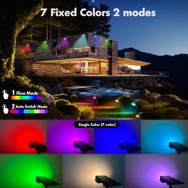 Caledonia Solar Spot Lights Outdoor with 9 RGB Color Changing Modes – Waterproof IP68 Multicolor Spotlights for Garden, Yard, and Landscape Illumination with Auto ON & Off (Multicolors, 4-Pack)