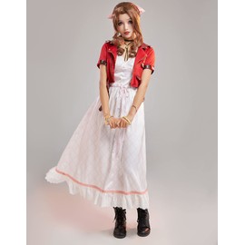 miccostumes Women's Game Cosplay Costume Dress Set with Accessory (white, L)