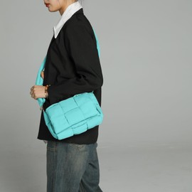 NAARIIAN Puffer shoulder bag Nylon padded woven handbag designer crossbody dupes women down purse, Yxs-egn, Small