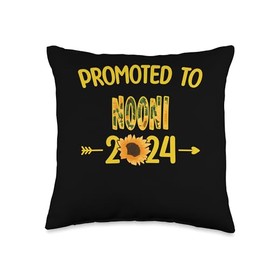Promoted To NOONI Again Est.2024 Sunflower Pregnancy Throw Pillow, 16x16, Multicolor