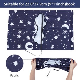 NICENEEDED Stretchable Book Cover, Moon Sun Traot Book Sleeve, Adjustble Washable Elastic Cloth Book Protector, Reusable Jumbo Book Cover