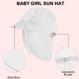 Unicorn Castle Sun Hat Baby Hat Children Adjustable Foldable Summer Hat Baby Girl UV Protection with Bow and Ties, White