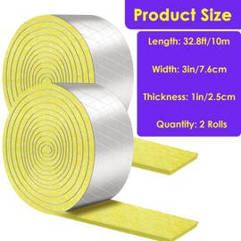 2 Pack 32.8 Ft Pipe Insulation Wrap, Anglecai Pipe Insulation Tape Outdoor Foam and Foil Tube Pipe Wrap Insulation Tape for Cold Hot Water Insulation Tape Winter Freeze Protection Insulation Wrap