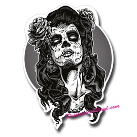 2 x Glossy Vinyl Stickers - Sugar Skull Face Lady Girl Zombie Laptop Decal #0110 (As shown.)