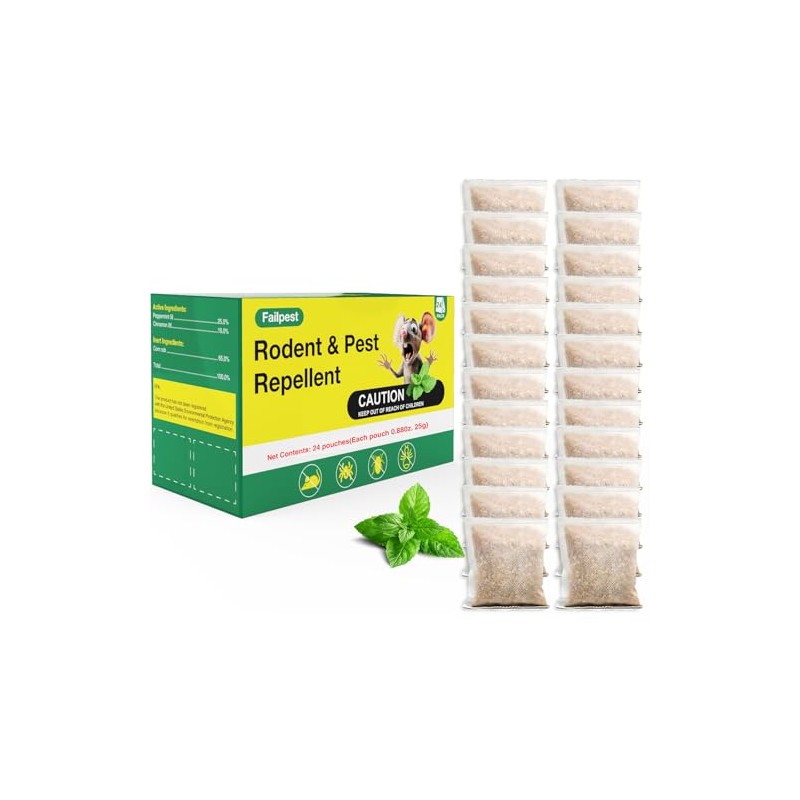 30PCS Rodent Deterrent Pouches, Plant-Based Ingredients, Ideal for Home Use