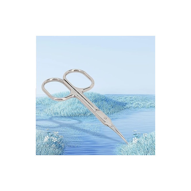 Tijeras para Cortar Cutículas de Manicura, Curva Fina, Acero Inoxidable