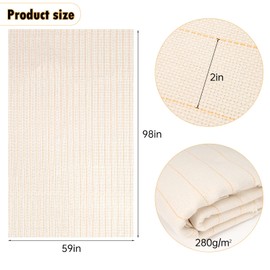 98" x 59" Primary Tufting Cloth with Marked Lines,Monk Cloth Fabric for Punch Needle,Large Overlocking Tufting Cloth,Burlap Tufting Cloth for DIY Rug-Punch Tufting Gun