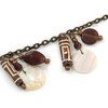 Avalaya Shell, Ceramic, Bone Charm with Bronze Tone Chain Necklace/Boho