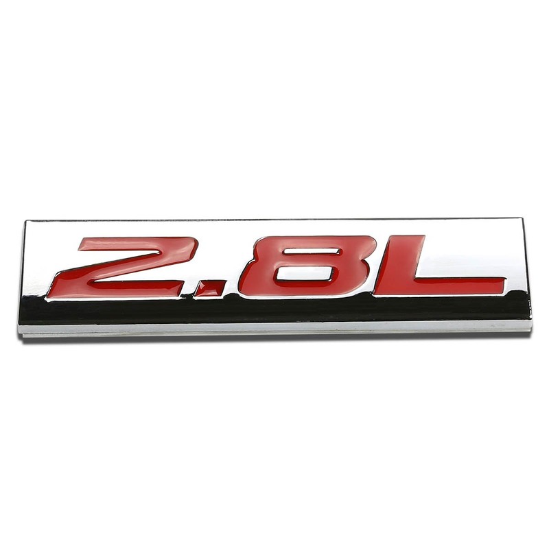 Auto Dynasty Chrome Finish Metal Emblem 2.8L Badge (Red Letter)