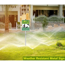 Please Clean Up After Your Dog Sign, 8" x 28" Pick Up After Your Dog Sign, Aluminum No Dog Poop Signs for Lawn, No Pooping Dog Signs for Yard, Reflective and Weather Resistant (You are on Camera)