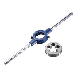 Boxonly Die Stock Handle Wrench Set,5/8-24 UNEF Threading Die and 38mm (1-1/2") Holder (Fits: 26mm-38mm OD Die / M12-M16 Round Dies) Adjustable for Bolt Thread Repair