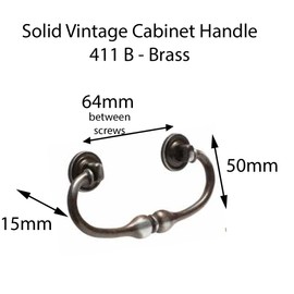 Universal Hardware Vintage Brass Drawer Handle Solid Cabinet Drop Swan Neck Handles Old Brass 411B