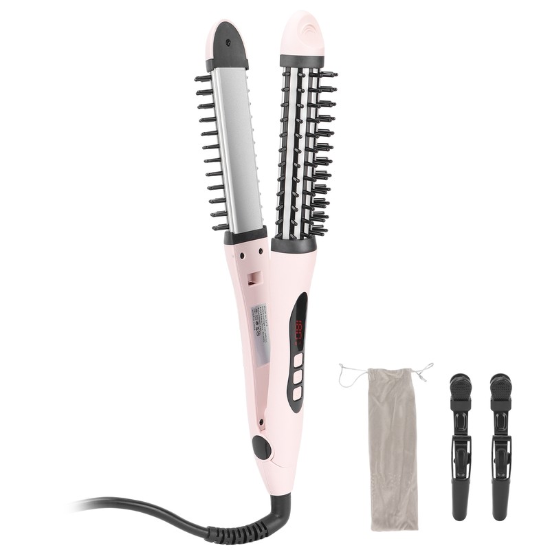 2‑in‑1 Hair Straightener Flat Iron Hot Round Brush Hair Straightening