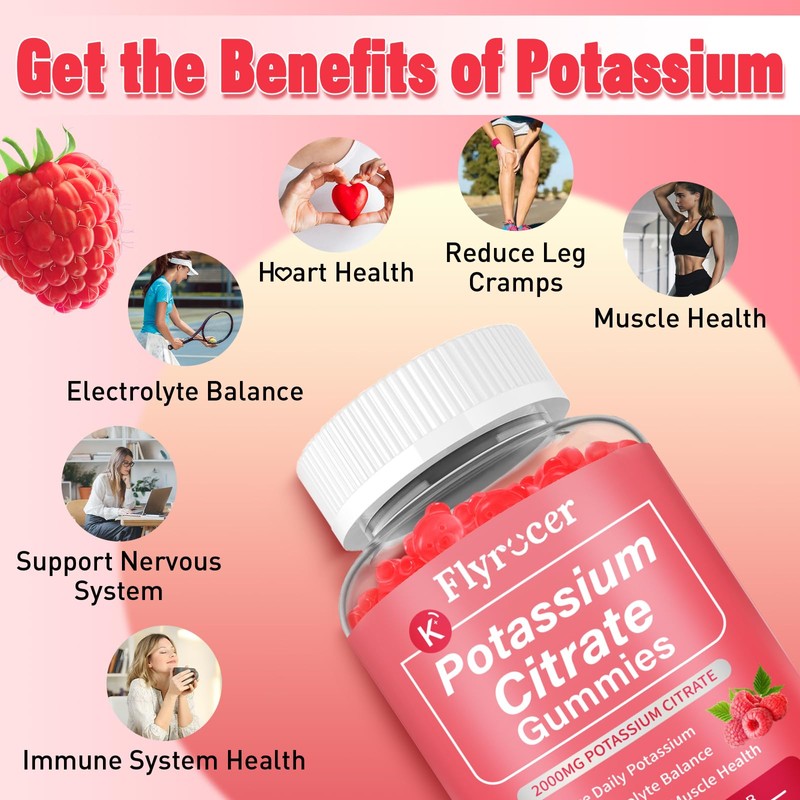 Potassium Citrate Gummies for Adults Men & Women, Potassium Supplement