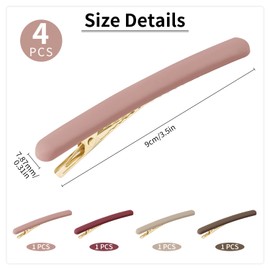 4PCS Duck Bill Hair Clips for Women, Matte Alligator Hair Clips for Girls, Duck Teeth Hair Barrettes, Hair Pins for Girls, Medium Barrettes Hair Accessories(3.5Inch,4 Colors,Red)