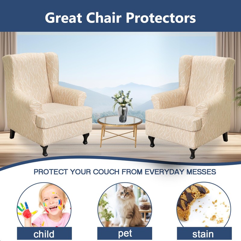 Wing Chair Slipcovers 2 Pieces Stretch Spandex Wingback Chair Covers