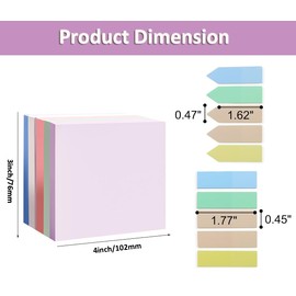 Sticky Notes Self-Stick Note Colorful Waterproof Post It Notes Removable Scratch Pads Clear Sticky Notes for Students, Reading, Learning, School and Office Annotating - 3 Different Types