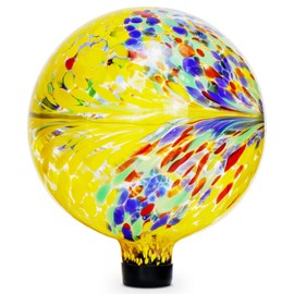 Folytiy Gazing Balls for Garden 10" Glass Outdoor Garden Globe Ball Reflective Gazing Globes Outside Yard Decor (Yellow)