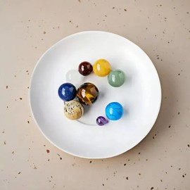 Solar System Crystal Collection - 9 Planets Gemstone Set with Pluto & Planetary Booklet – Elegant Space Decor & Unique Gifts for Women & Crystal Enthusiasts