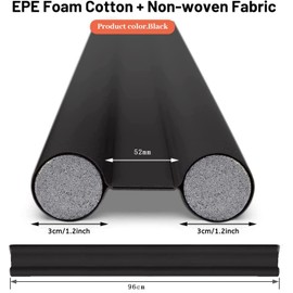 Pack of 2 Draught Excluders for Doors, 96 cm Door Draught Excluder, Double Layer Door Bottom Seal, Door Seal for Prevents Airflow, Door Seals Can Be Cut As Needed (Black)