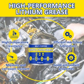 AstraVox Multi-Purpose White Lithium Grease, 60ml Automotive Grease with Brush for Hinges, Wheel Bearings, Gear, and Garage Door, Bike, Lithium Lubricant ideal for Household, Marine, Industrial (60ml)