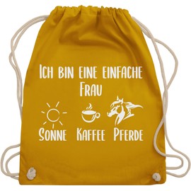 Shirtracer - Gym Bag Backpack - Sayings Statement with Saying - Ich bin eine einfache Frau Sonne Kaffee Pferde White, 04 Mustard Yellow, Unit size