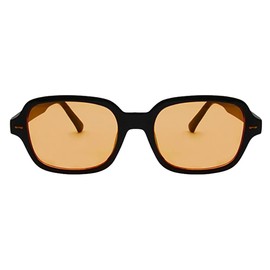 JCTAIFOO Retro Rectangle Oval Sunglasses Women Men Vintage Rectangular Yellow Gradient Tinted Glasses, black/orange
