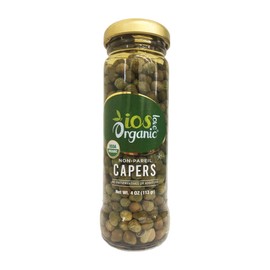 IOS Organic Non-Pareil Capers in Sea Salt, USDA Organic, Vegan, Non-GMO- 4Oz (2Packs)
