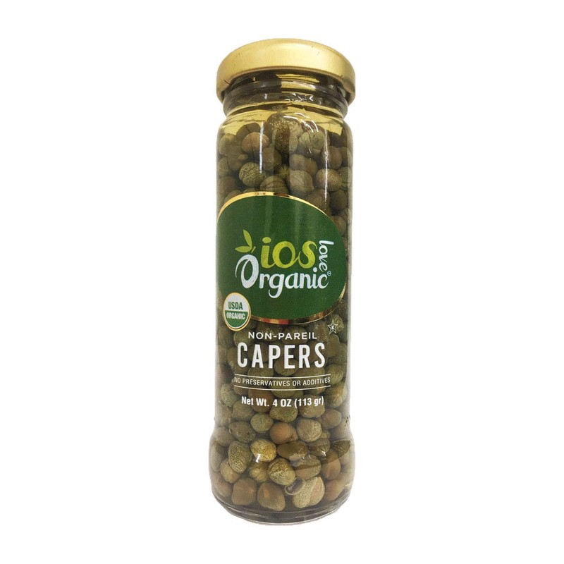 IOS Organic Non-Pareil Capers in Sea Salt, USDA Organic, Vegan,