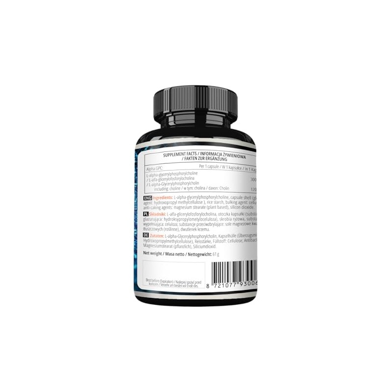 Alpha-GPC 600mg per Daily Dose - 90 Vegan Choline Capsules