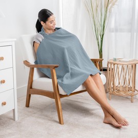 Comfy Cubs Muslin Nursing Cover - 100% Muslin Cotton Breastfeeding Cover Up - Soft & Breathable Baby Nursing Scarf with Adjustable Neck Strap - Portable Baby Essentials for Newborn - Pacific Blue