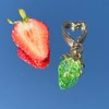 Beautiful Strawberry Heart Keychain Bag Charm - Color: Green, Metal: