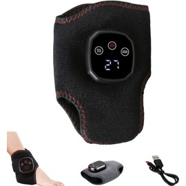 3-in-l Foot Massager, Portable Foot Renew Massager, 3 Vibration lode 5 Heat Leavel with Heated Ankle Wrap, for Home, Office and Travel (Black,1PC)