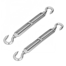 2PCS Stainless Steel Double Hook Type Turnbuckle Wire Tensioner, Open Body Turnbuckle Wire Rope Tensioner, Tensioners, Adjustable Hook and Eye Set.
