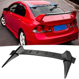 NEESPOC Rear Window Roof Spoiler Visor Wing Compatible with Honda Civic Sedan EX/EX-L/GX/LX/LX-S/Si/DX 2006-2011 Gloss Black Type-R Style Top Wing Lip Exterior Accessories