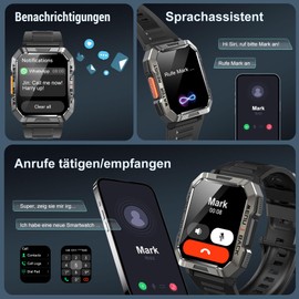 Blackview Smart Watch Men's Fitness Watch with Phone Function, Make / Receive Calls, Compass, IP68 Waterproof, Sports Watch with 100+ Sports Modes, Heart Rate Sleep Monitor, Pedometer, Watch for