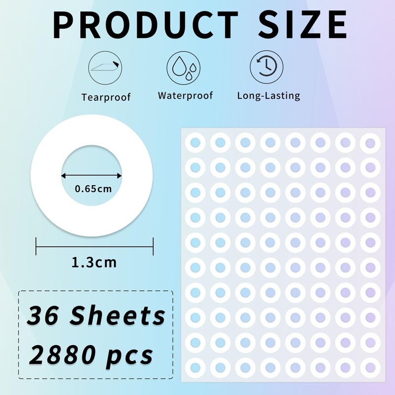 Yeachlaing Hole Reinforcement Stickers Labels,White,Pack of 2880