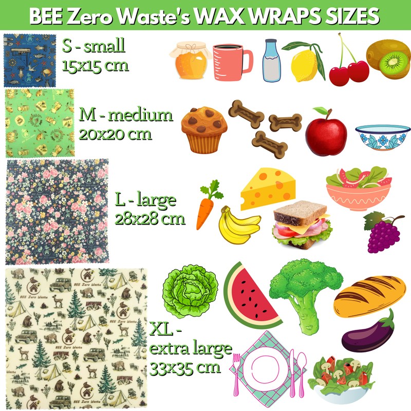 Beeswax Wraps |UK HANDMADE |Random Colours | BEE Zero Waste|