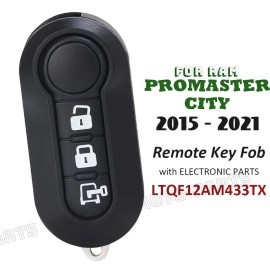 KeylessAutoParts LTQF12AM433TX for Ram Promaster City 2015 2016 2017-2021 Flip Remote Key Fob