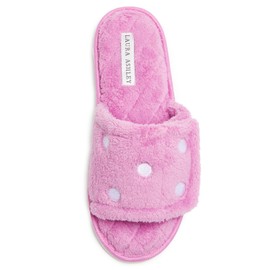 Laura Ashley Womens One Band Velcro Scuff Slippers, Dark Pink, Large