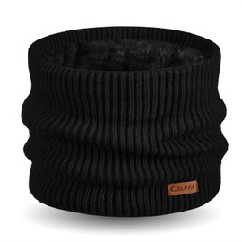 Oliumt Kids Winter Knitted Infinity Scarf Polar Fleece Neck Warmer (Black)