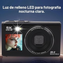 Cámara Digital 5K 80MP con WiFi para Vlog y Pantalla Dual