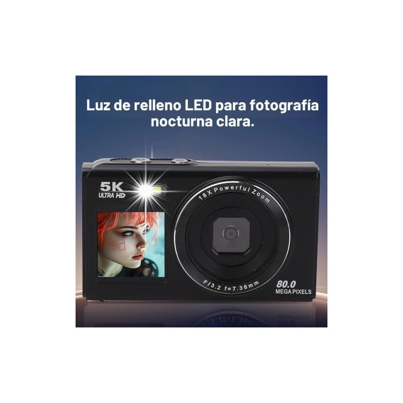 Cámara Digital 5K 80MP con WiFi para Vlog y Pantalla