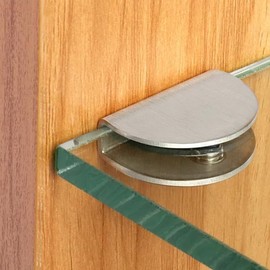 4Pcs Solid Glass Clamp,Semicircular Glass Shelf Clamp,Stainless Steel Clip Holder Adjustable for 12mm Glass Acrylic Wood