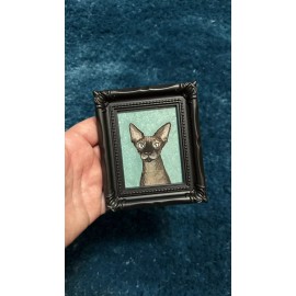 Cute Cat Picture - print of original painting by Gulchik - 2.5”x3” frame 3.5”x4”