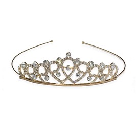 Crown Tiara, Tiara, Wedding Women Girls Rhinestone Head Jewellery Crown Princess Headband Flower Girl Bride Bridesmaid Flower Crystal Heart Shape Princess Crown Headband Tiara Children's WG-15-G, 1, 1