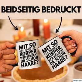 Sarkastischer Glatzkopf Tasse Geschenk Lustige Geschenkidee Mit So Einem Körper Wer Braucht Schon Haare (Schwarz)